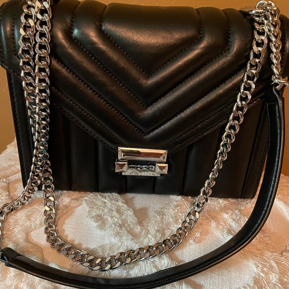 MICHAEL KORS Quilted Leather Whitney Handbag - Black/Silver - Used